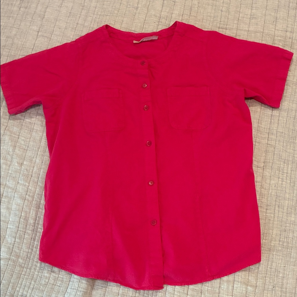 Woman within - pink button down top - L